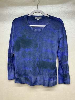 Match Marika Charles 100% Merino Wool Blue Tie Dye Knit Sweater Size 2